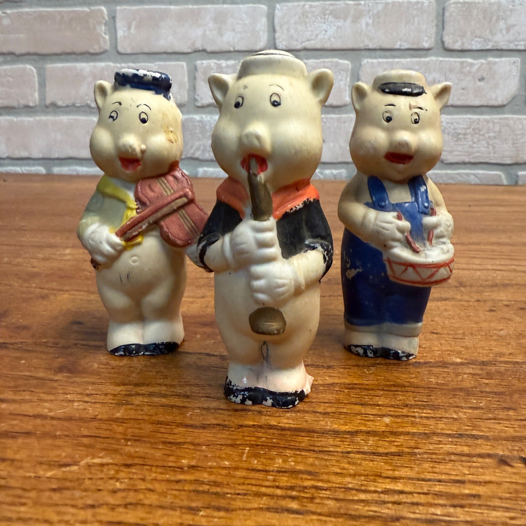 Vintage 1930s Bisque Japan Lot (3) Walt Disney Three Little Pigs Figures