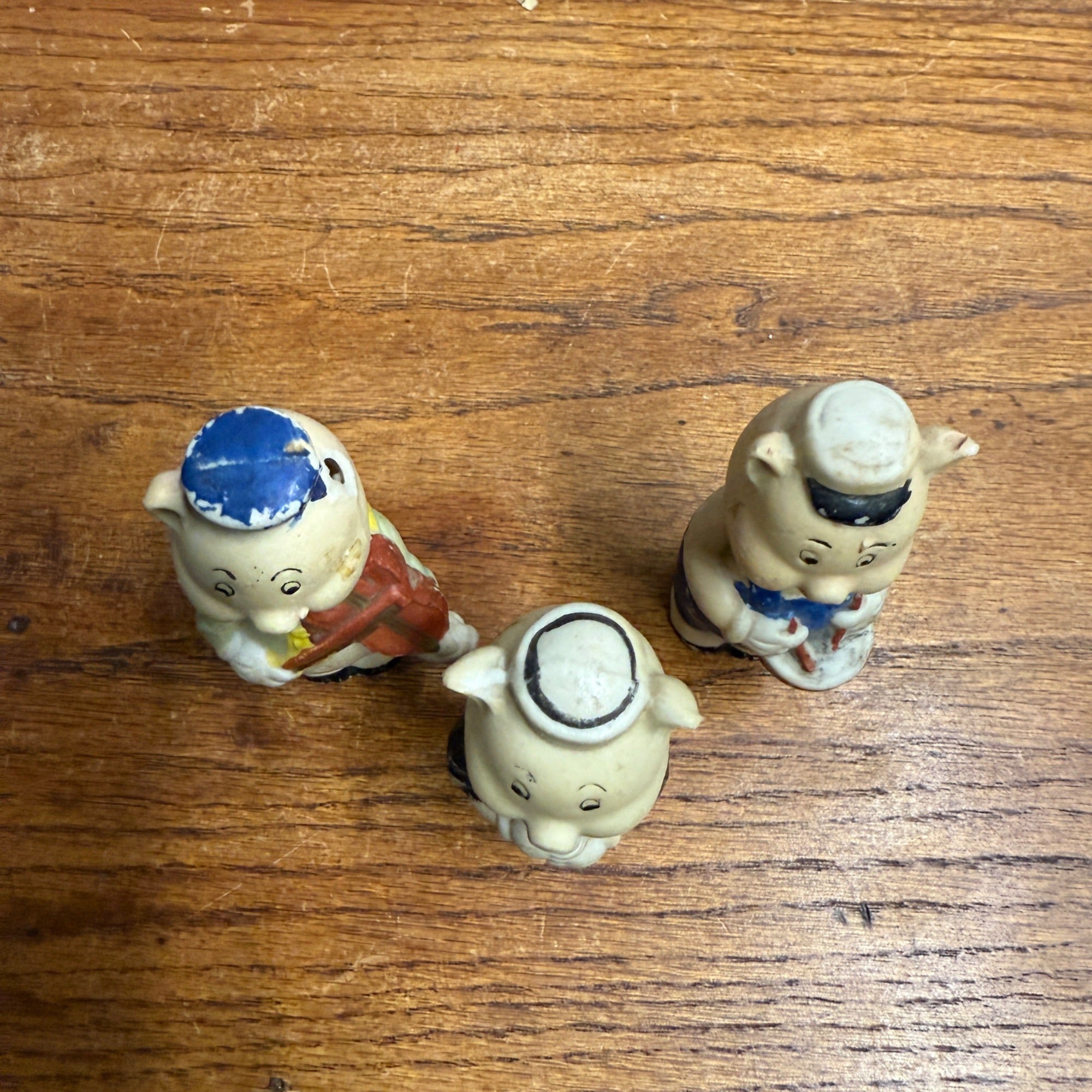 Vintage 1930s Bisque Japan Lot (3) Walt Disney Three Little Pigs Figures