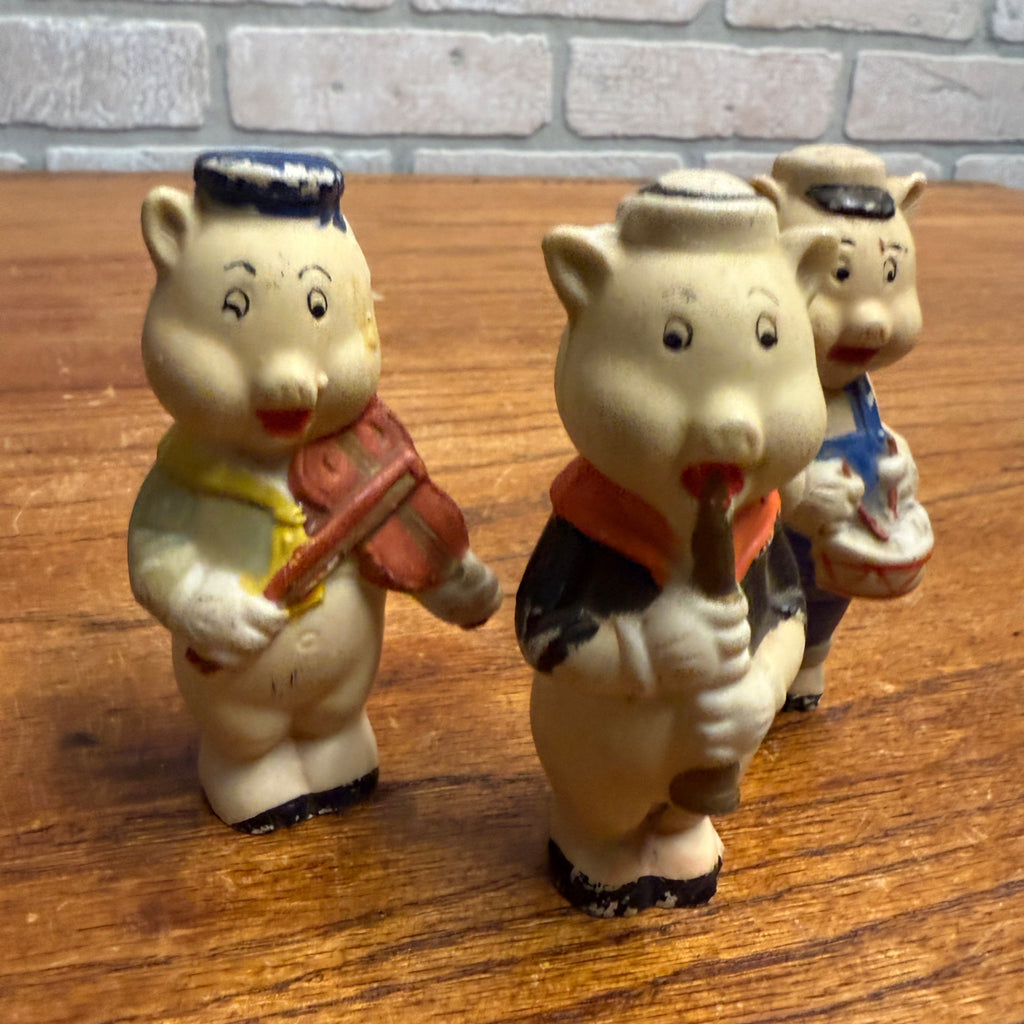 Vintage 1930s Bisque Japan Lot (3) Walt Disney Three Little Pigs Figures