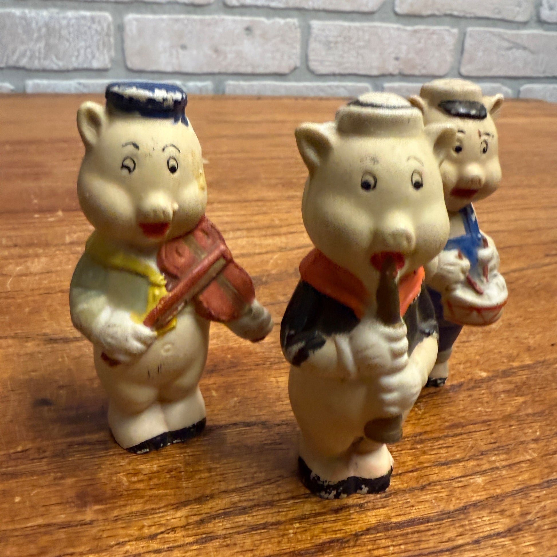 Vintage 1930s Bisque Japan Lot (3) Walt Disney Three Little Pigs Figures