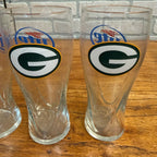 (4) Miller Lite Beer Green Bay Packers Football Pilsner Glasses Tumblers Beer Mugs