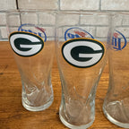 (4) Miller Lite Beer Green Bay Packers Football Pilsner Glasses Tumblers Beer Mugs