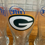 (4) Miller Lite Beer Green Bay Packers Football Pilsner Glasses Tumblers Beer Mugs