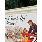 Vintage 1949 7UP Seven-Up Soda Sign Self Framing Family Winter Scene Advertising Cardstock