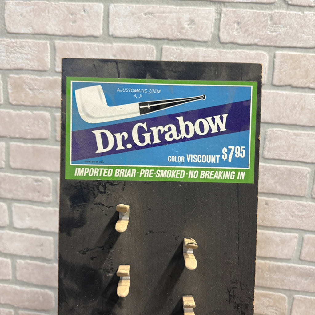 Dr Grabow Vintage Pipe Tobacco Smoking Display Stand Sign Retail Advertising.