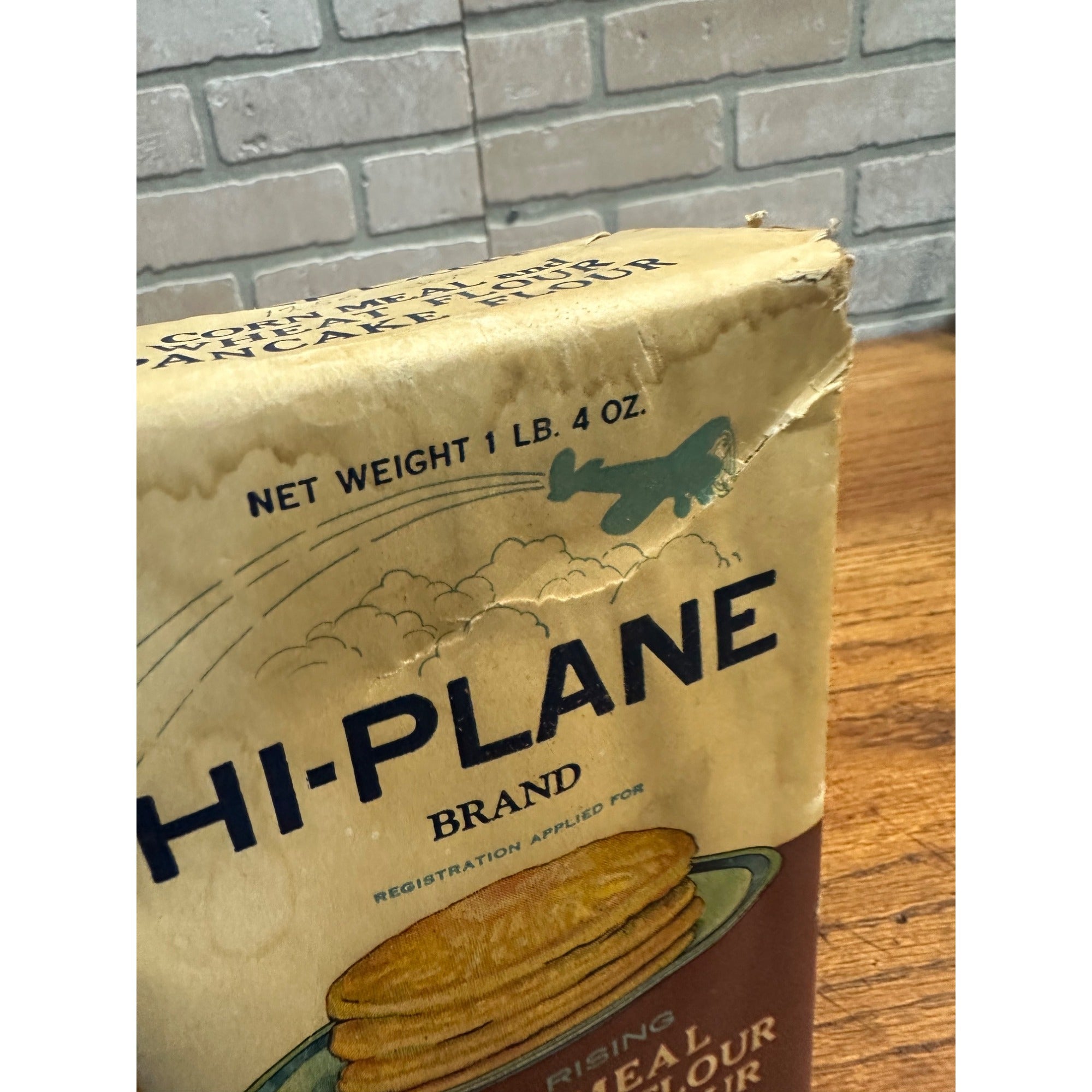 Vintage 1940s Hi-Plane Corn Meal Pancake Wheat Flour Empty Box Findlay OH