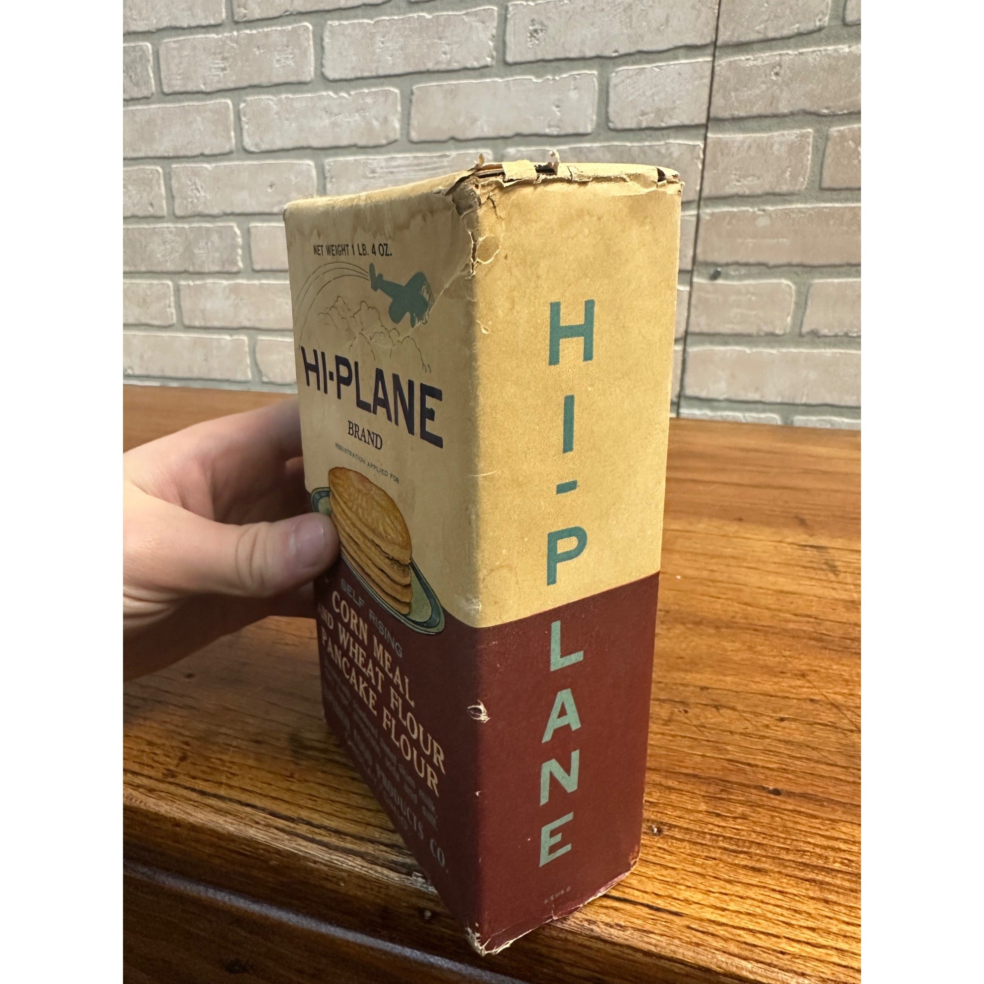 Vintage 1940s Hi-Plane Corn Meal Pancake Wheat Flour Empty Box Findlay OH