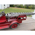 Vintage 1920s Buddy L Aerial Fire Ladder Truck Pressed Steel Toy