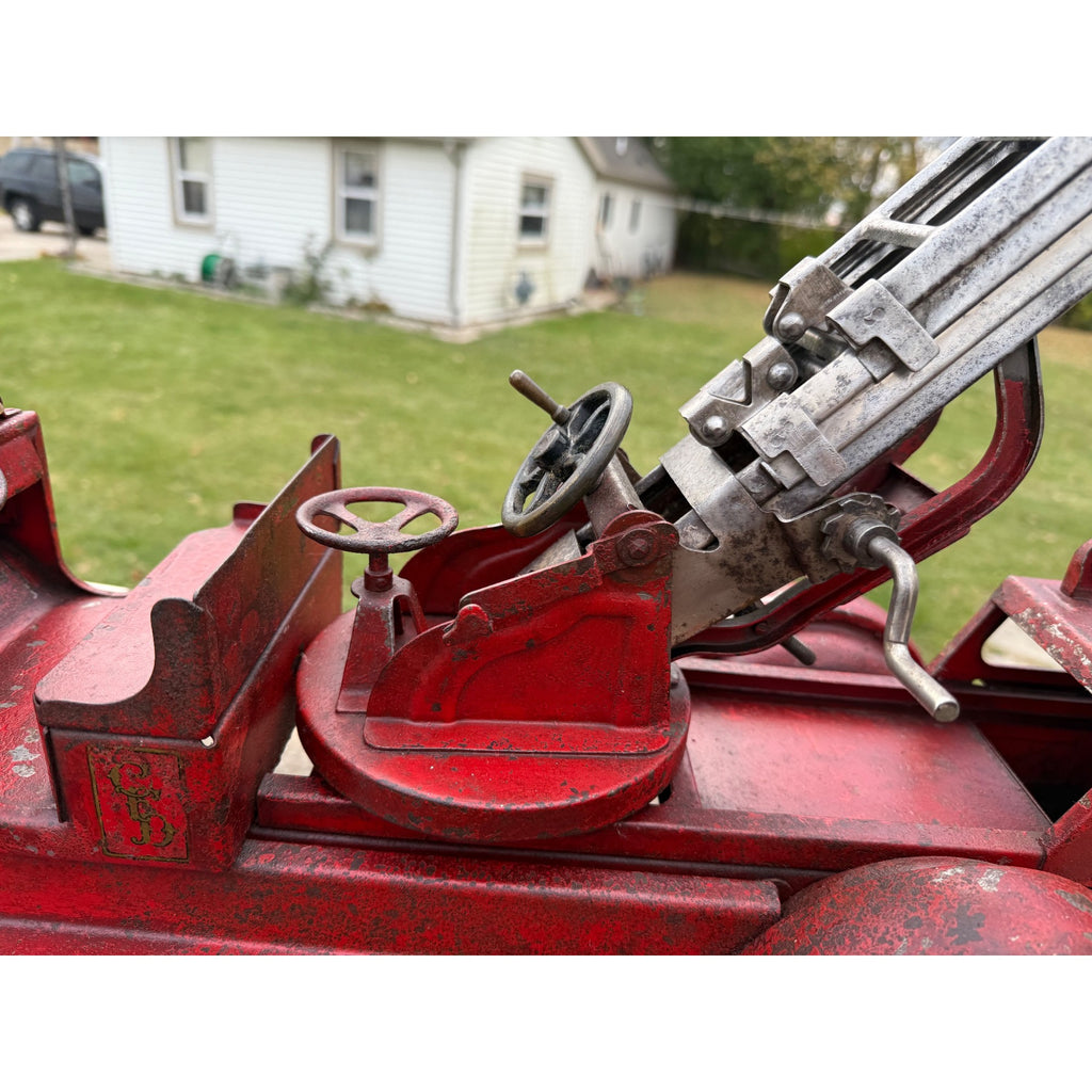Vintage 1920s Buddy L Aerial Fire Ladder Truck Pressed Steel Toy