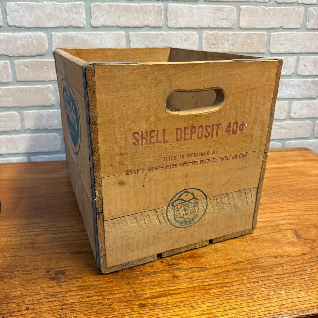 Vintage Clean GRAF'S Fine Beverages Wood Soda Case Crate Milwaukee Wis Root Beer