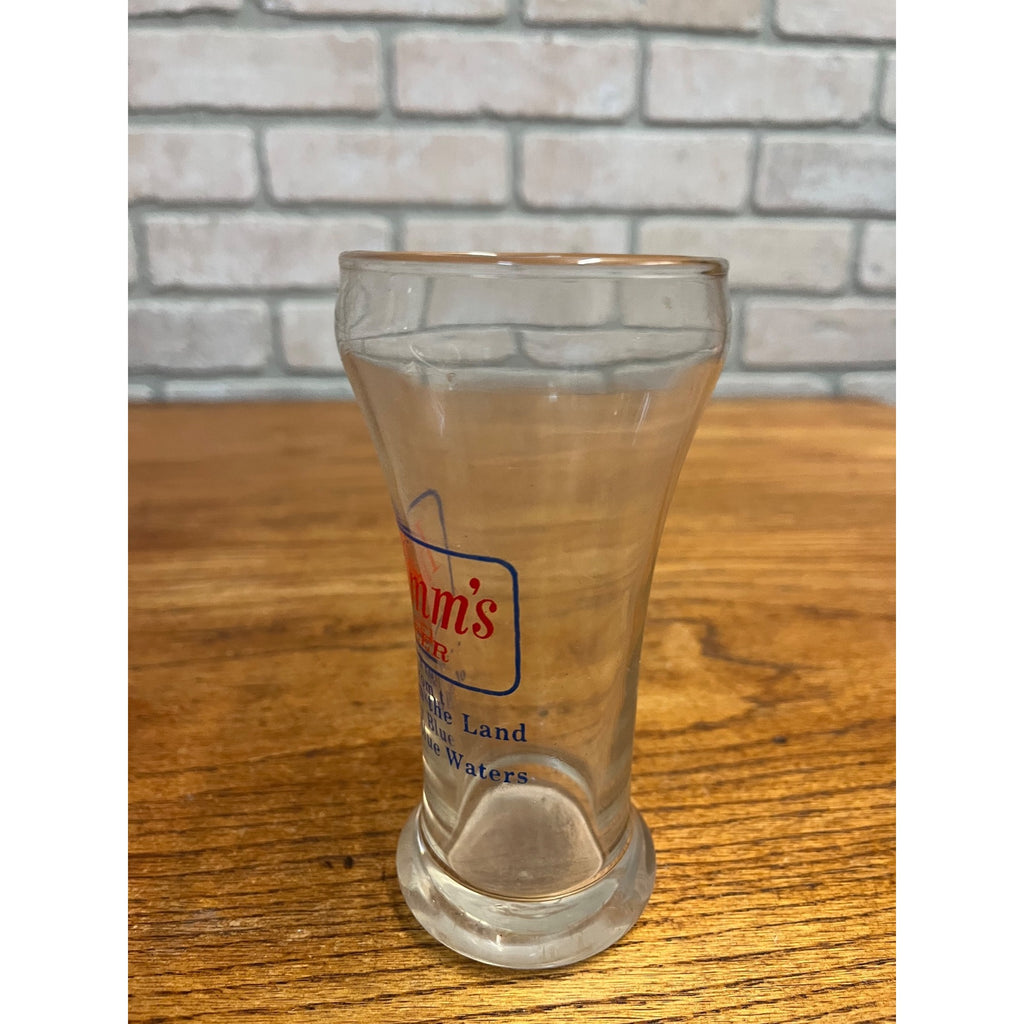 Vintage Hamm’s Beer Pilsner Glass 5-5/8" Tall Blue Border Land Sky Blue Waters