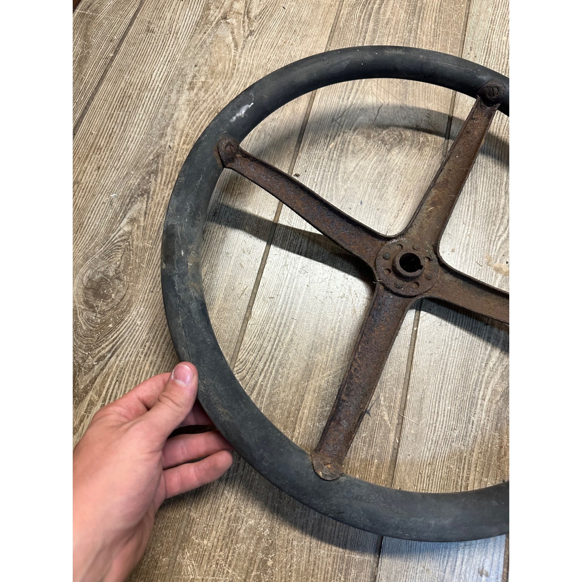 Vintage Ford Model T Automobile Steering Wheel - Rubberized Wheel 17"
