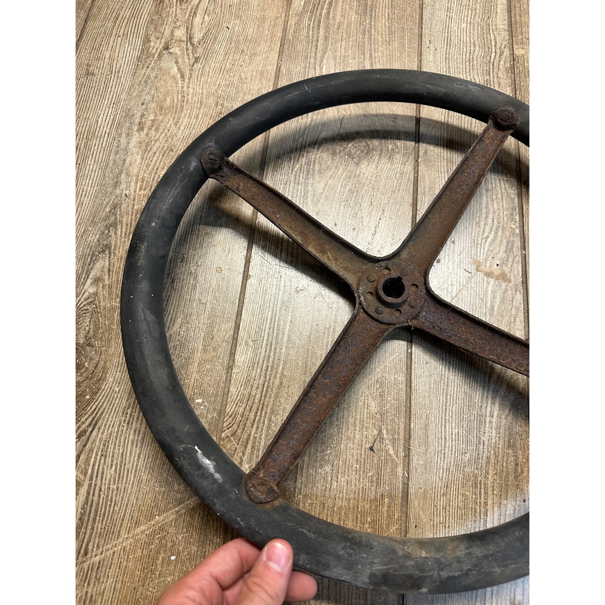 Vintage Ford Model T Automobile Steering Wheel - Rubberized Wheel 17"