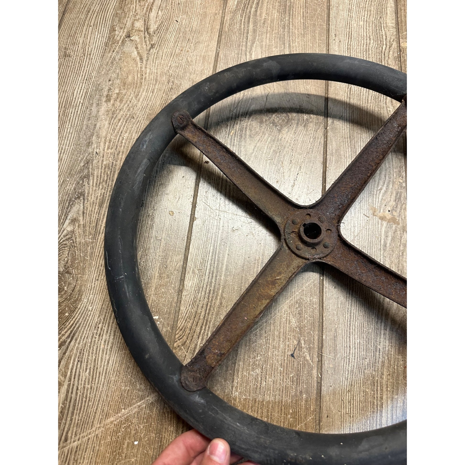 Vintage Ford Model T Automobile Steering Wheel - Rubberized Wheel 17"