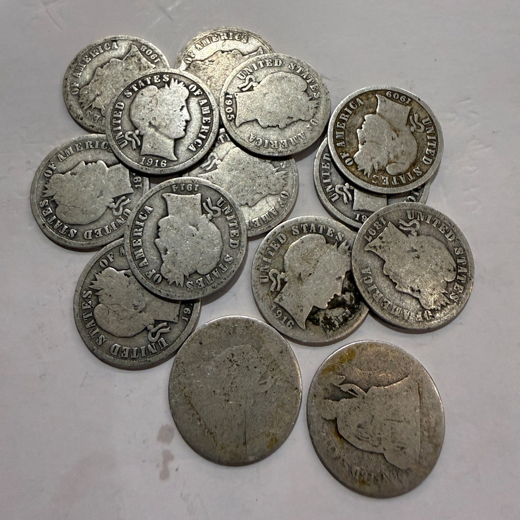 Silver Barber Dimes 90% Silver (1892-1916) Culled Circulated Seated Liberty Dime