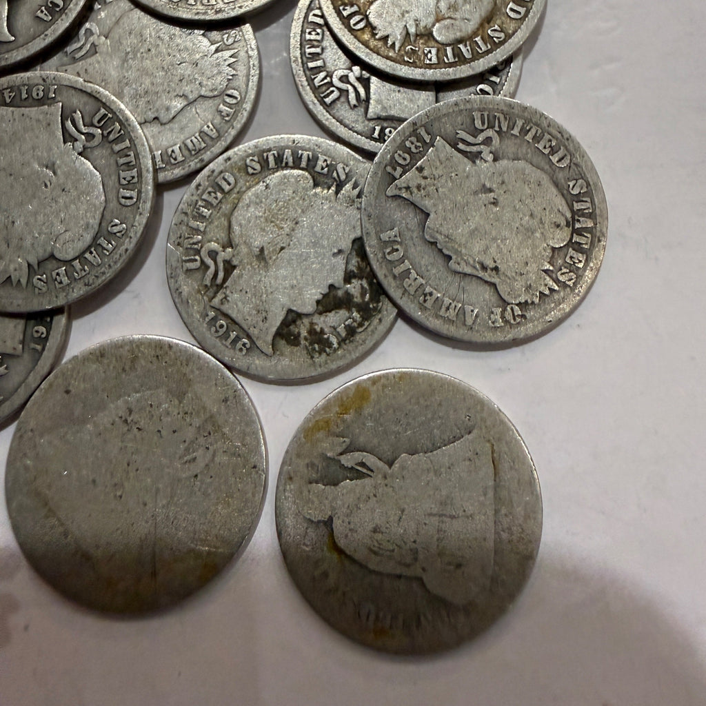 Silver Barber Dimes 90% Silver (1892-1916) Culled Circulated Seated Liberty Dime