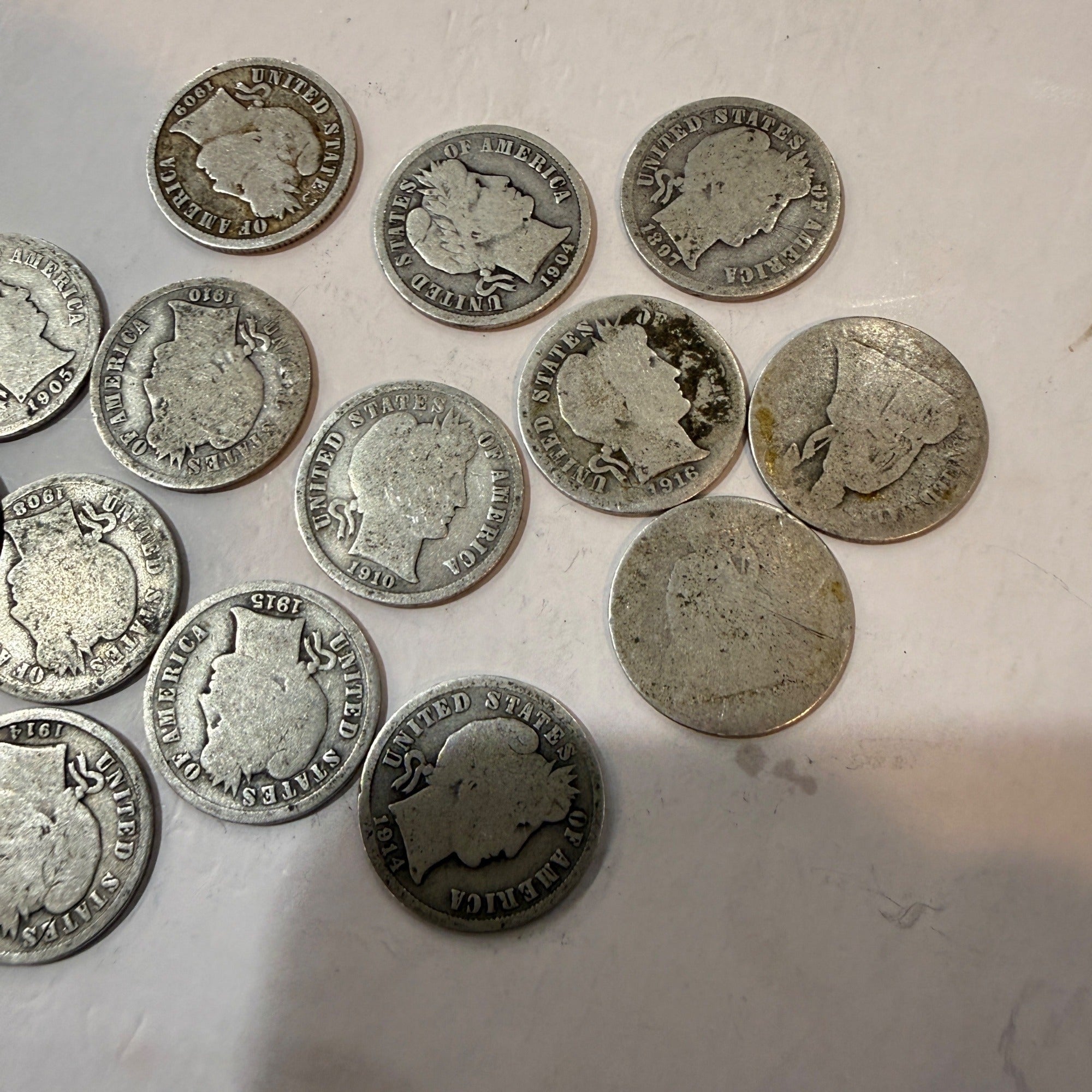 Silver Barber Dimes 90% Silver (1892-1916) Culled Circulated Seated Liberty Dime