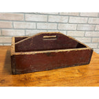 Antique Primitive Red Wooden Tool Carrier Tote Crate Rustic