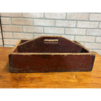 Antique Primitive Red Wooden Tool Carrier Tote Crate Rustic