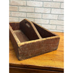 Antique Primitive Red Wooden Tool Carrier Tote Crate Rustic