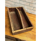 Antique Primitive Red Wooden Tool Carrier Tote Crate Rustic