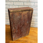 Antique Primitive Red Wooden Tool Carrier Tote Crate Rustic