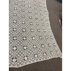 Vintage Hand Stitched Embroidered Floral Bed Coverlet Or Table Cloth 60"x68"
