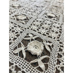 Vintage Hand Stitched Embroidered Floral Bed Coverlet Or Table Cloth 60"x68"