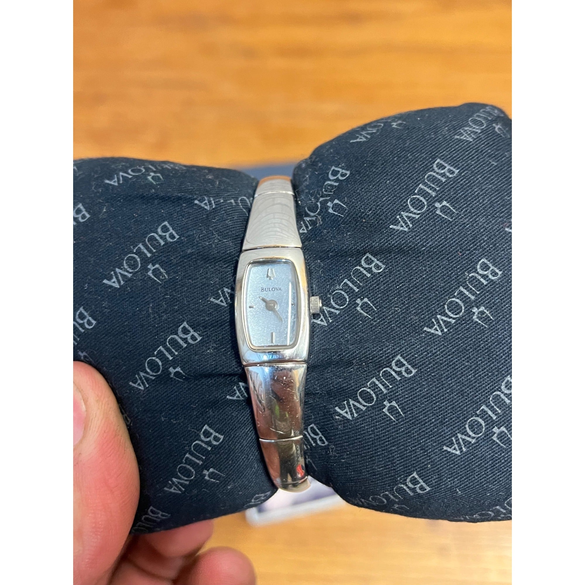 Bulova Petite Women's Silver Tone Watch Thin Bracelet Strap - Parts/Repair
