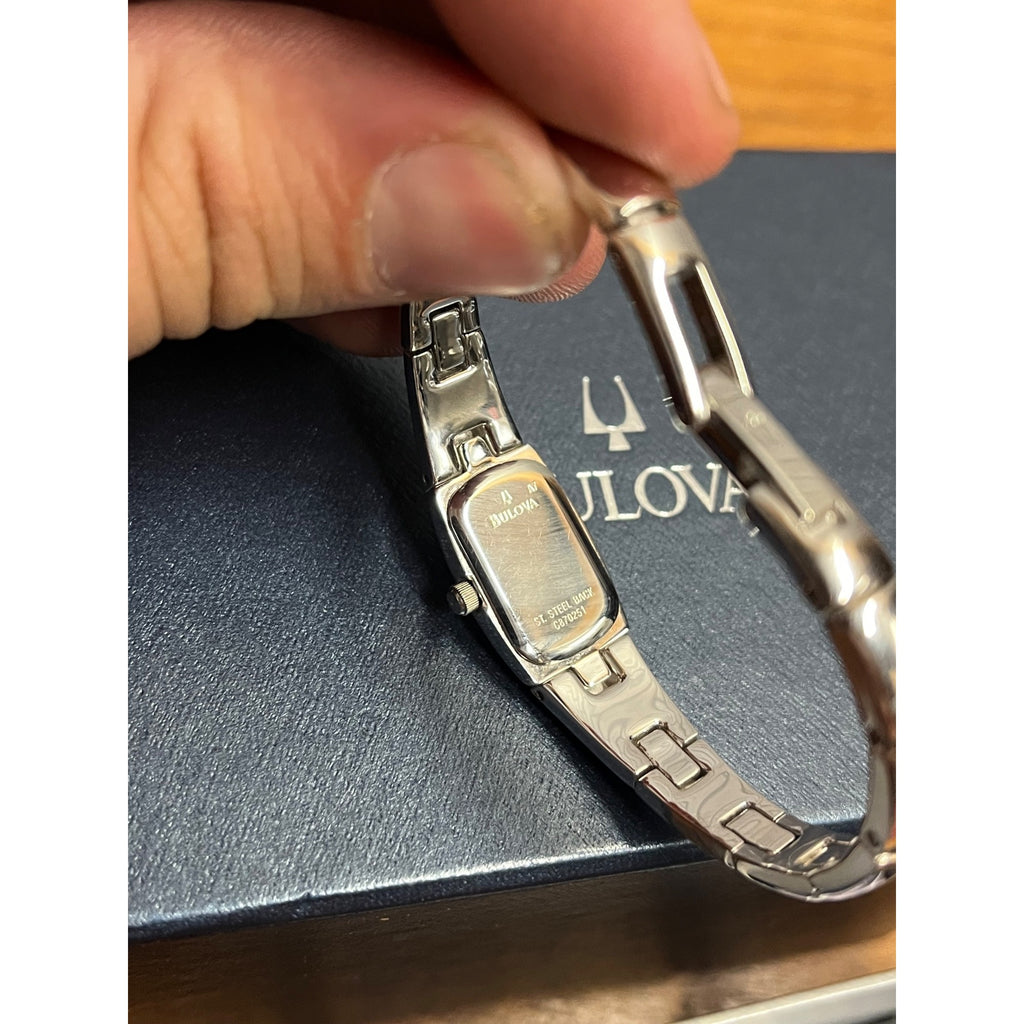 Bulova Petite Women's Silver Tone Watch Thin Bracelet Strap - Parts/Repair