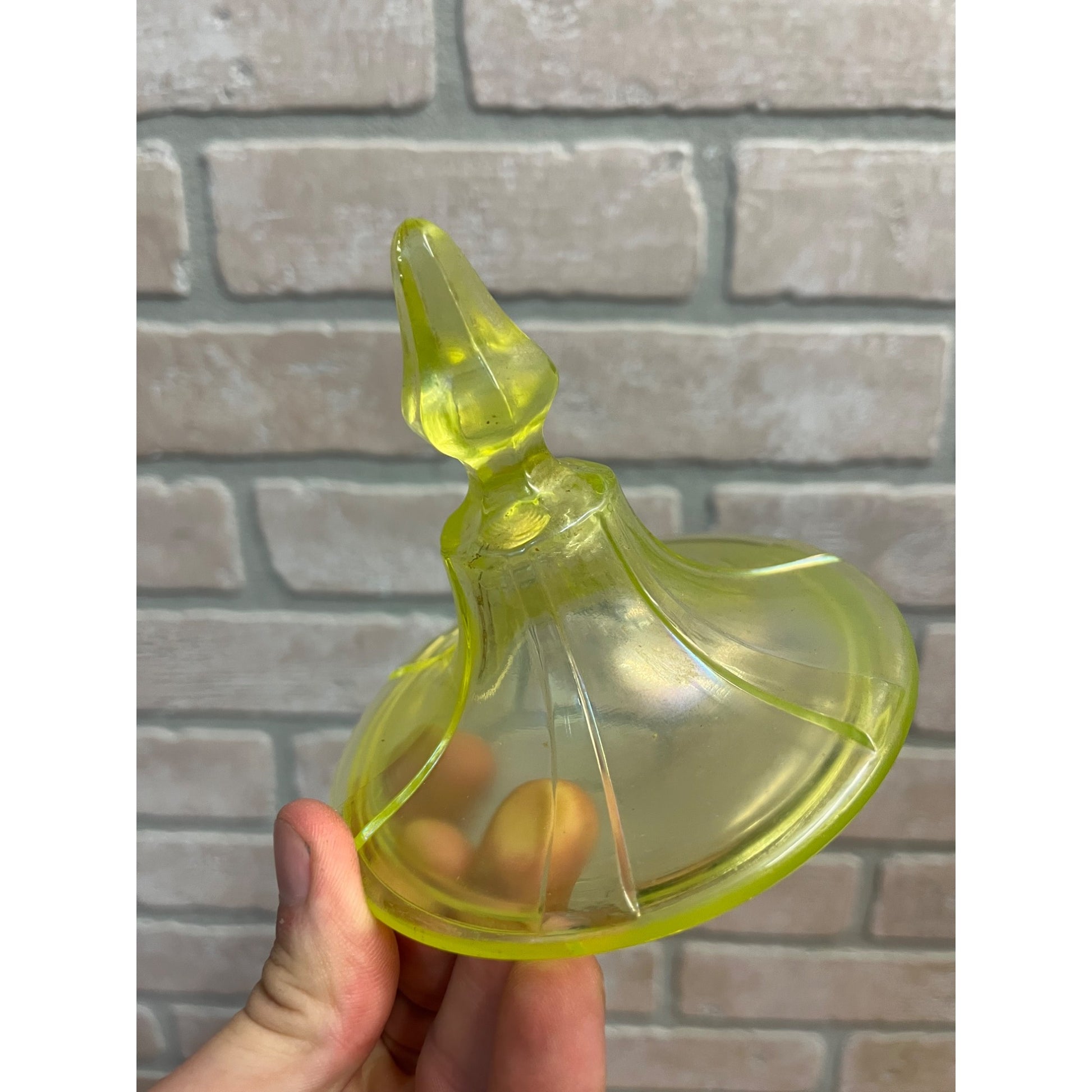 Vintage Fenton Uranium Stretch Glass Candy Dish Jar Replacement Lid