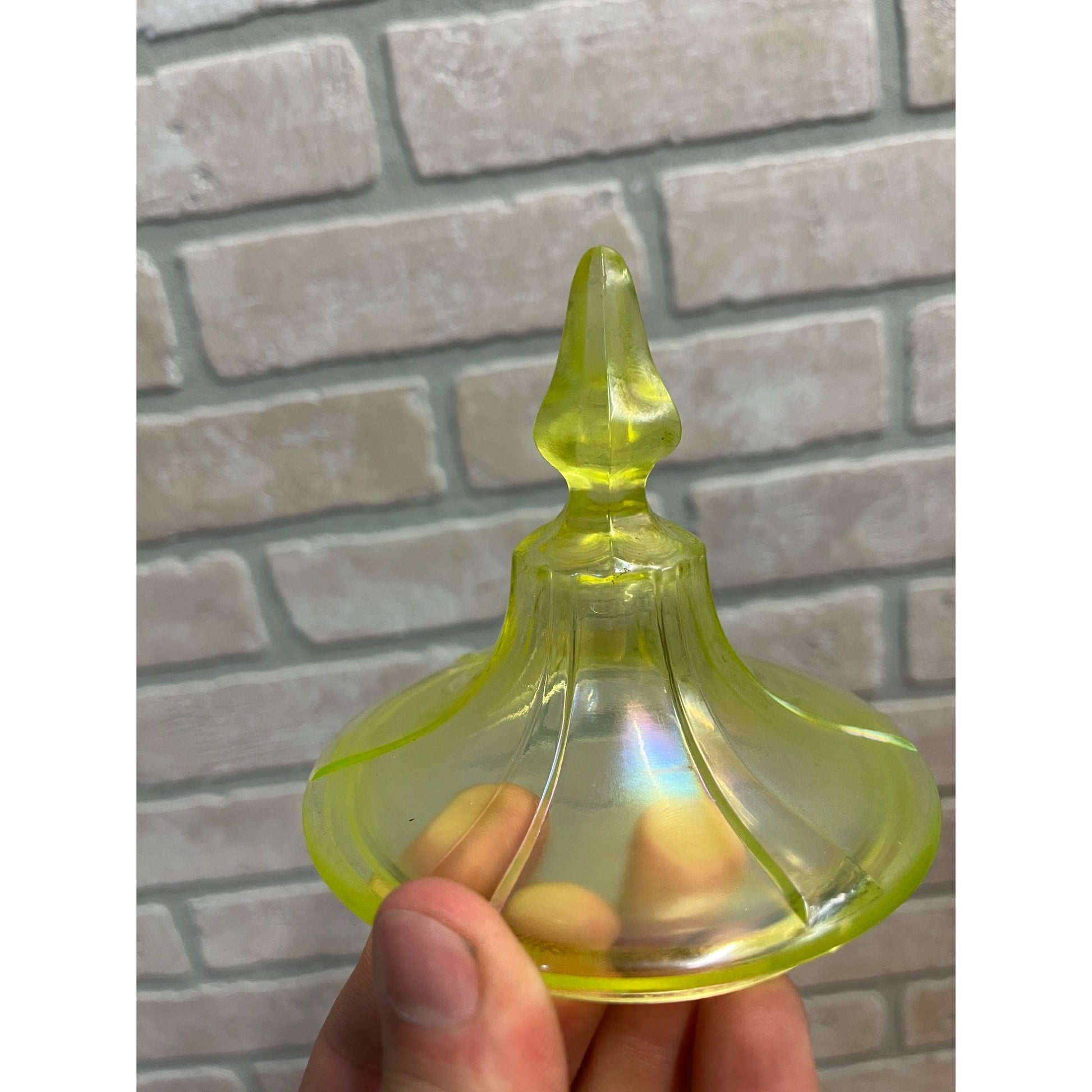 Vintage Fenton Uranium Stretch Glass Candy Dish Jar Replacement Lid