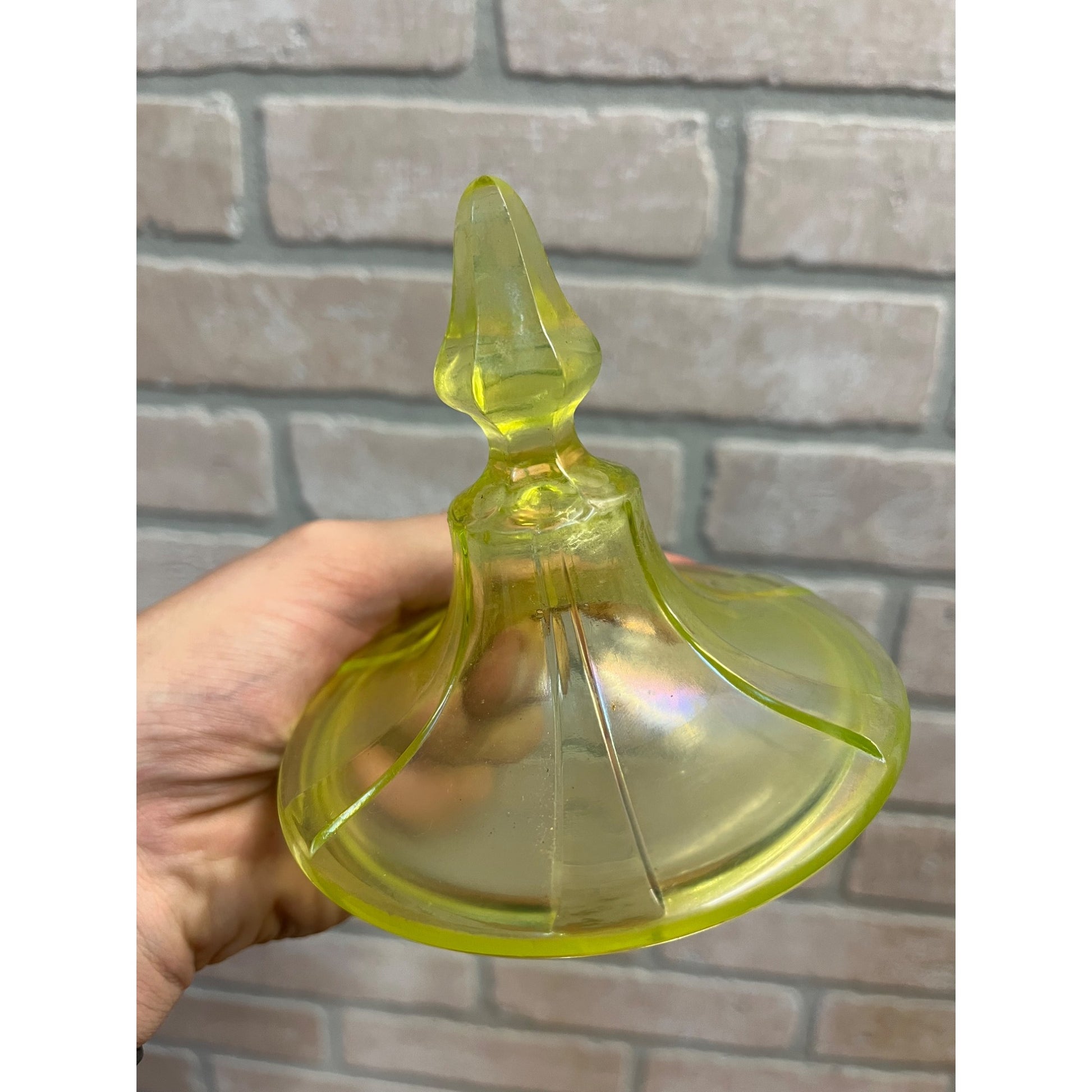 Vintage Fenton Uranium Stretch Glass Candy Dish Jar Replacement Lid
