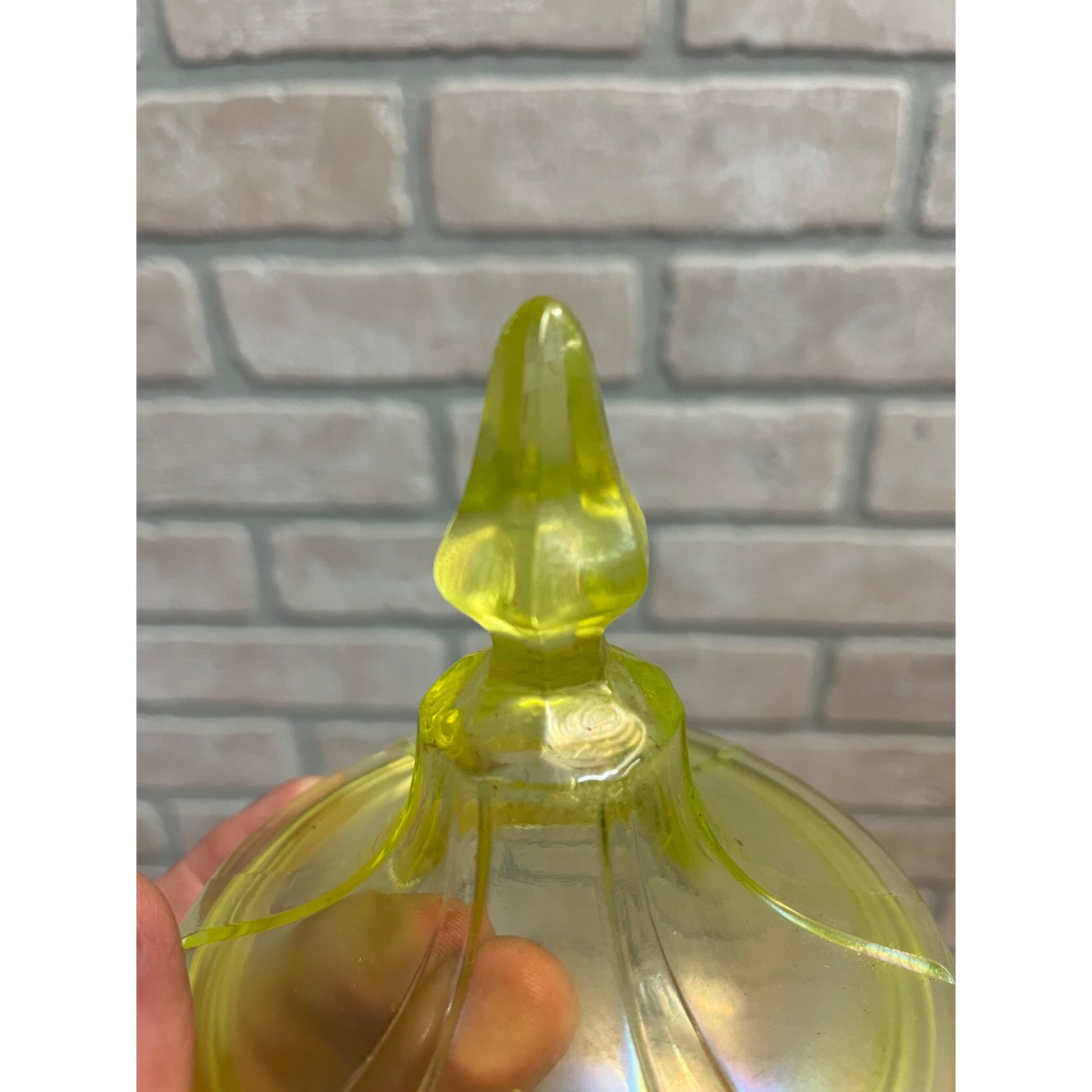 Vintage Fenton Uranium Stretch Glass Candy Dish Jar Replacement Lid