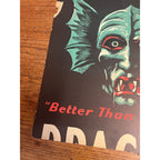 Original 1928 Dracula Movie Film Promo Poster Sign Movie Advertising As-Is Cut