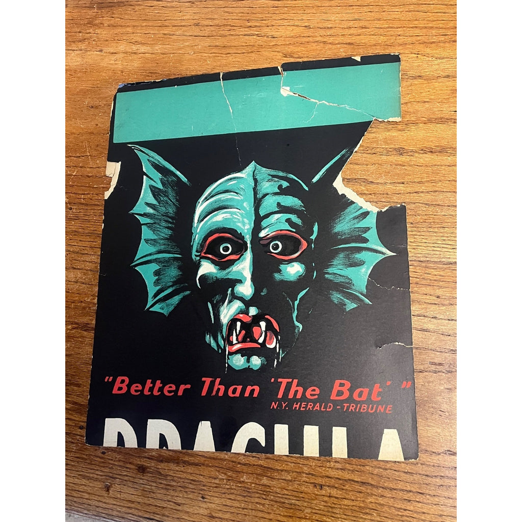 Original 1928 Dracula Movie Film Promo Poster Sign Movie Advertising As-Is Cut