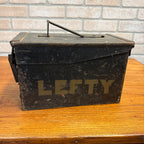 VIntage Ammunition Ammo Dry Box Metal Crate Box "Lefty" Black