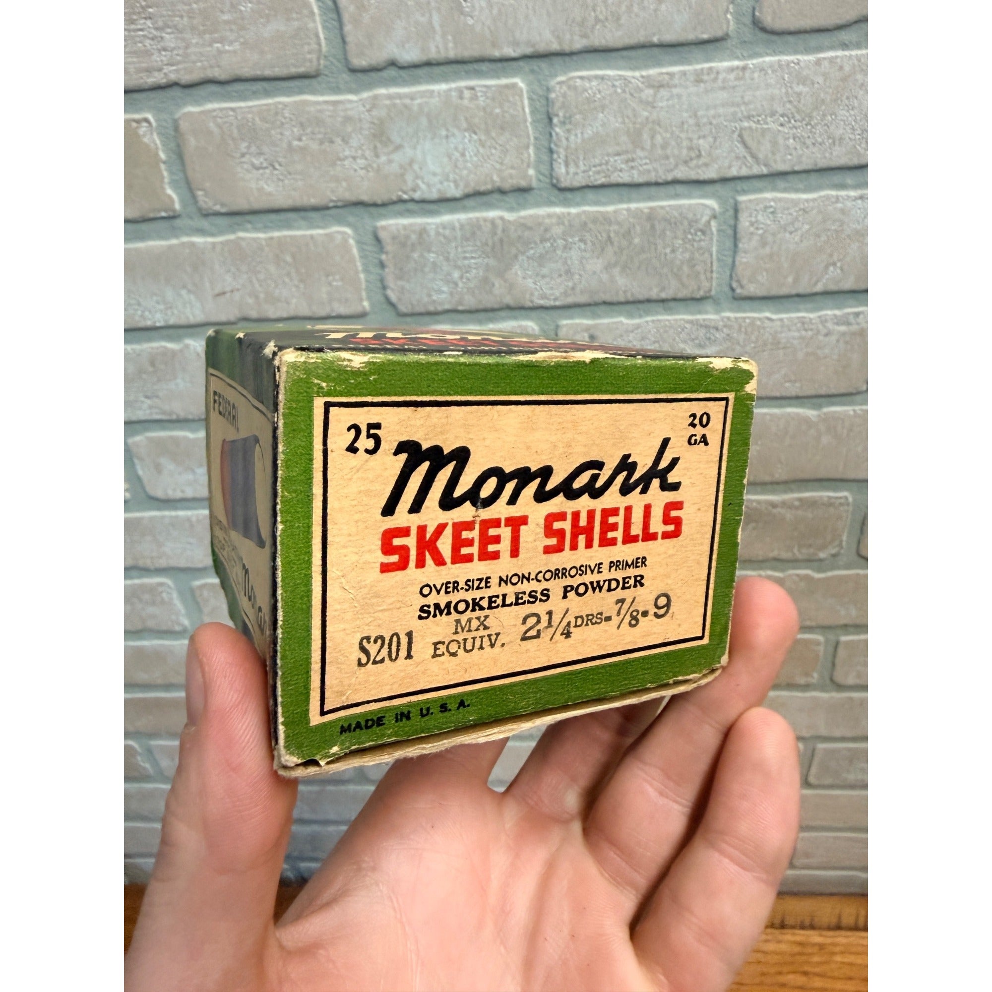 Vintage Federal Cartridge Co. Monark Skeet 20 Ga Shot Shell Box 1pc EMPTY