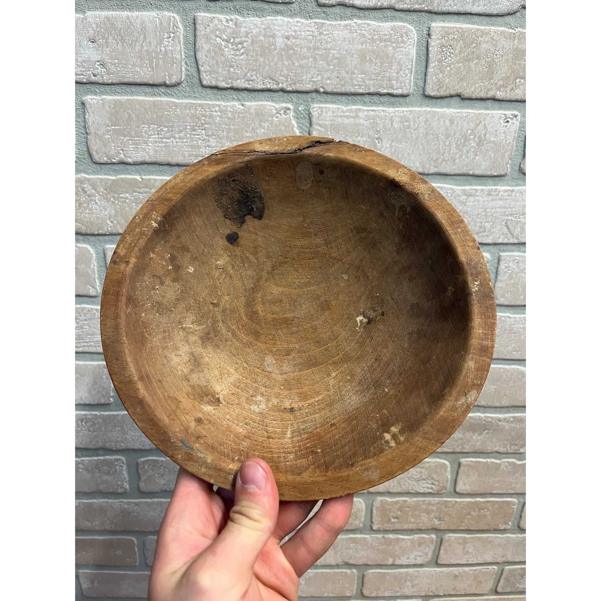 Antique Primitive Wooden Butter Bowl Shallow Farmhouse Country Wood 1800s