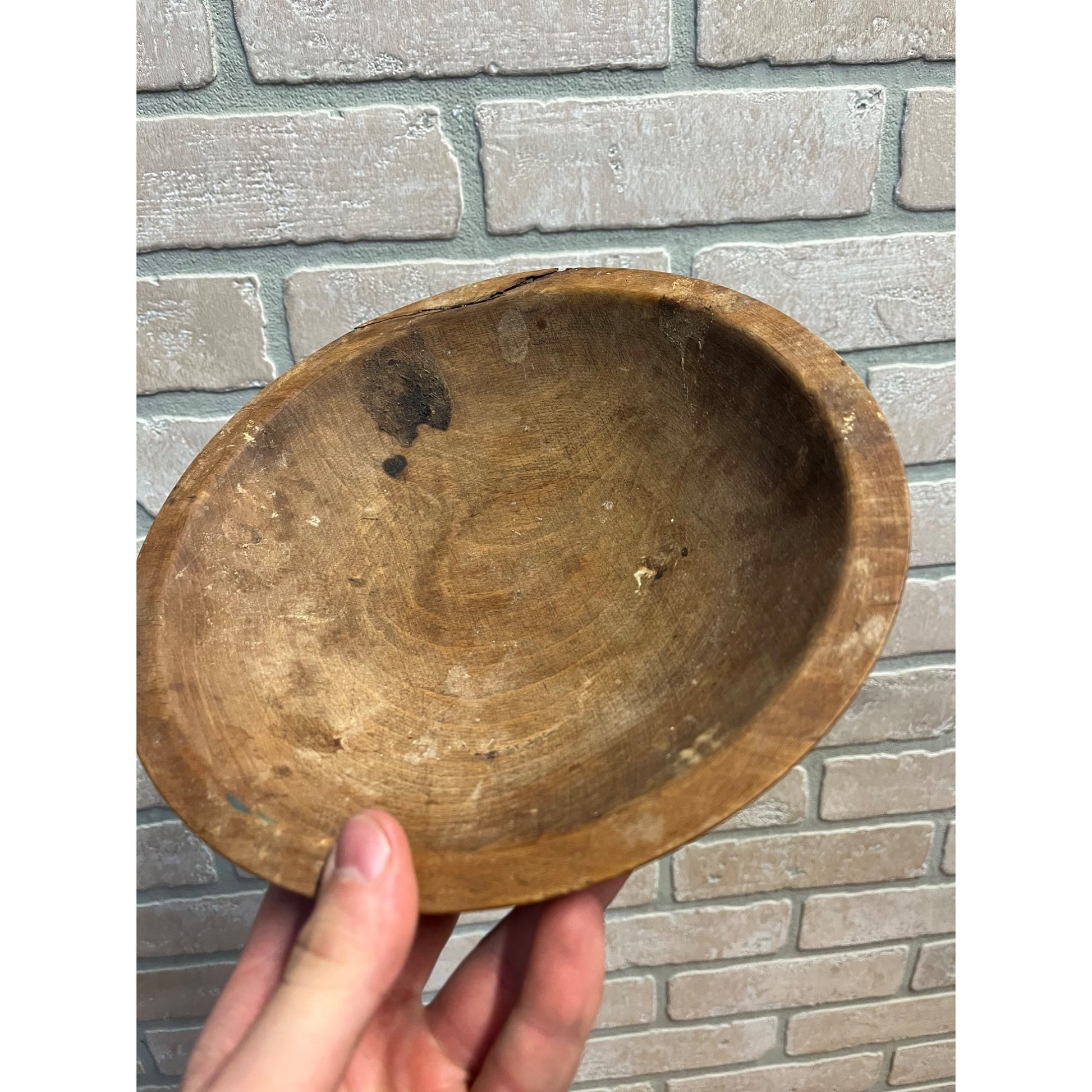 Antique Primitive Wooden Butter Bowl Shallow Farmhouse Country Wood 1800s