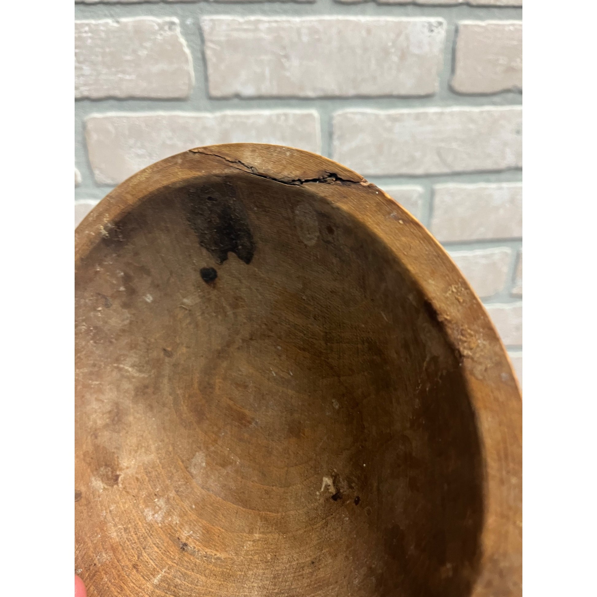 Antique Primitive Wooden Butter Bowl Shallow Farmhouse Country Wood 1800s