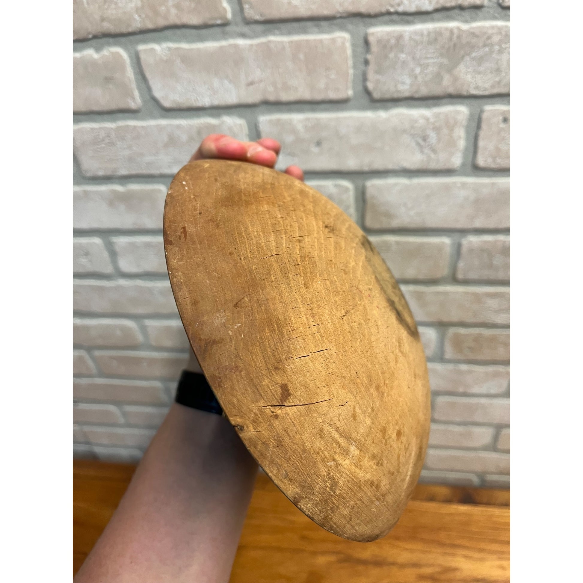 Antique Primitive Wooden Butter Bowl Shallow Farmhouse Country Wood 1800s