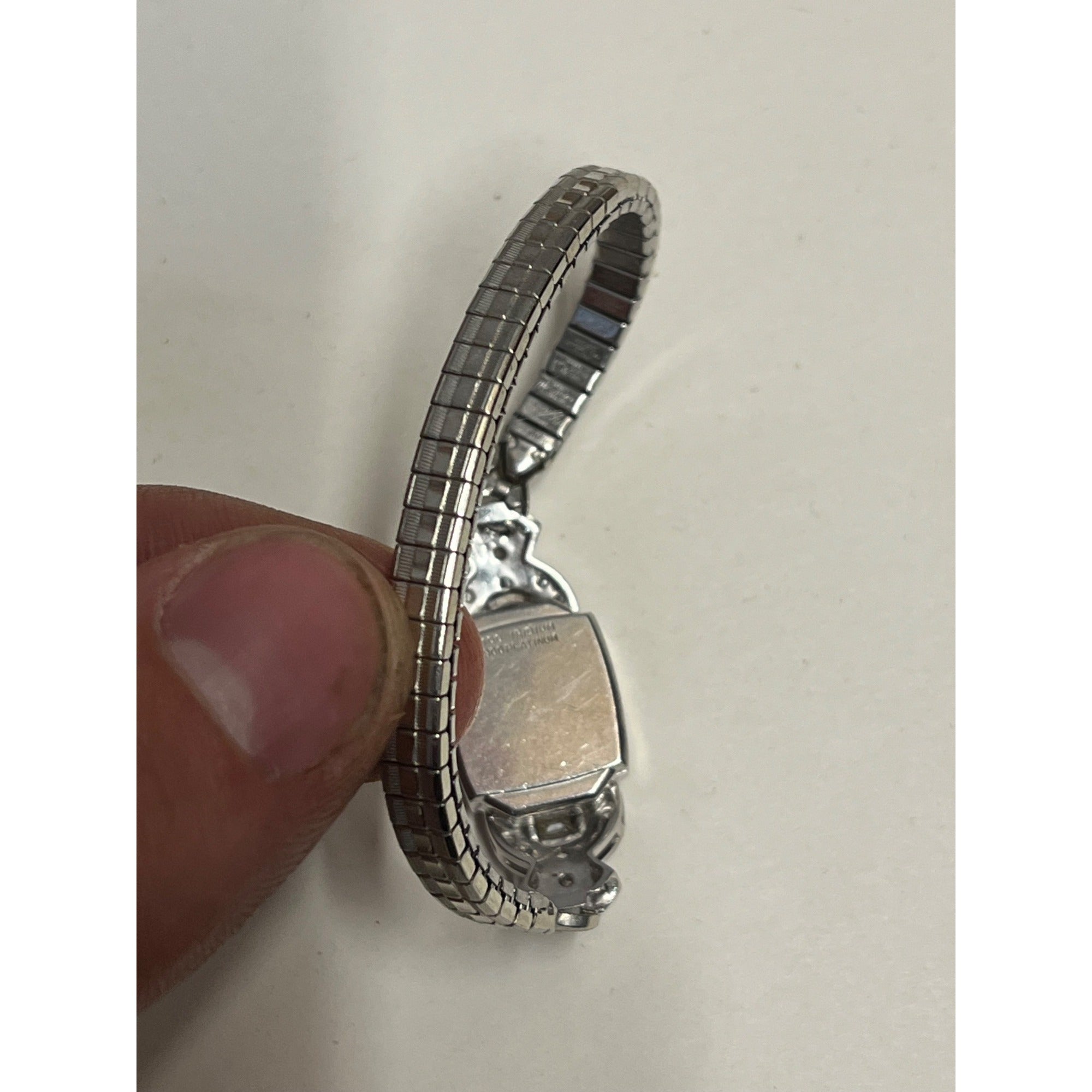 Vintage Art Deco Glycine Platinum Diamond Ladies Wristwatch 900 Platinum