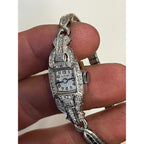 Vintage Art Deco Glycine Platinum Diamond Ladies Wristwatch 900 Platinum