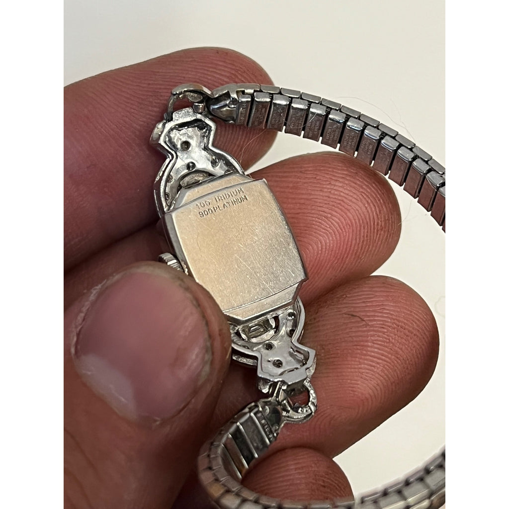 Vintage Art Deco Glycine Platinum Diamond Ladies Wristwatch 900 Platinum