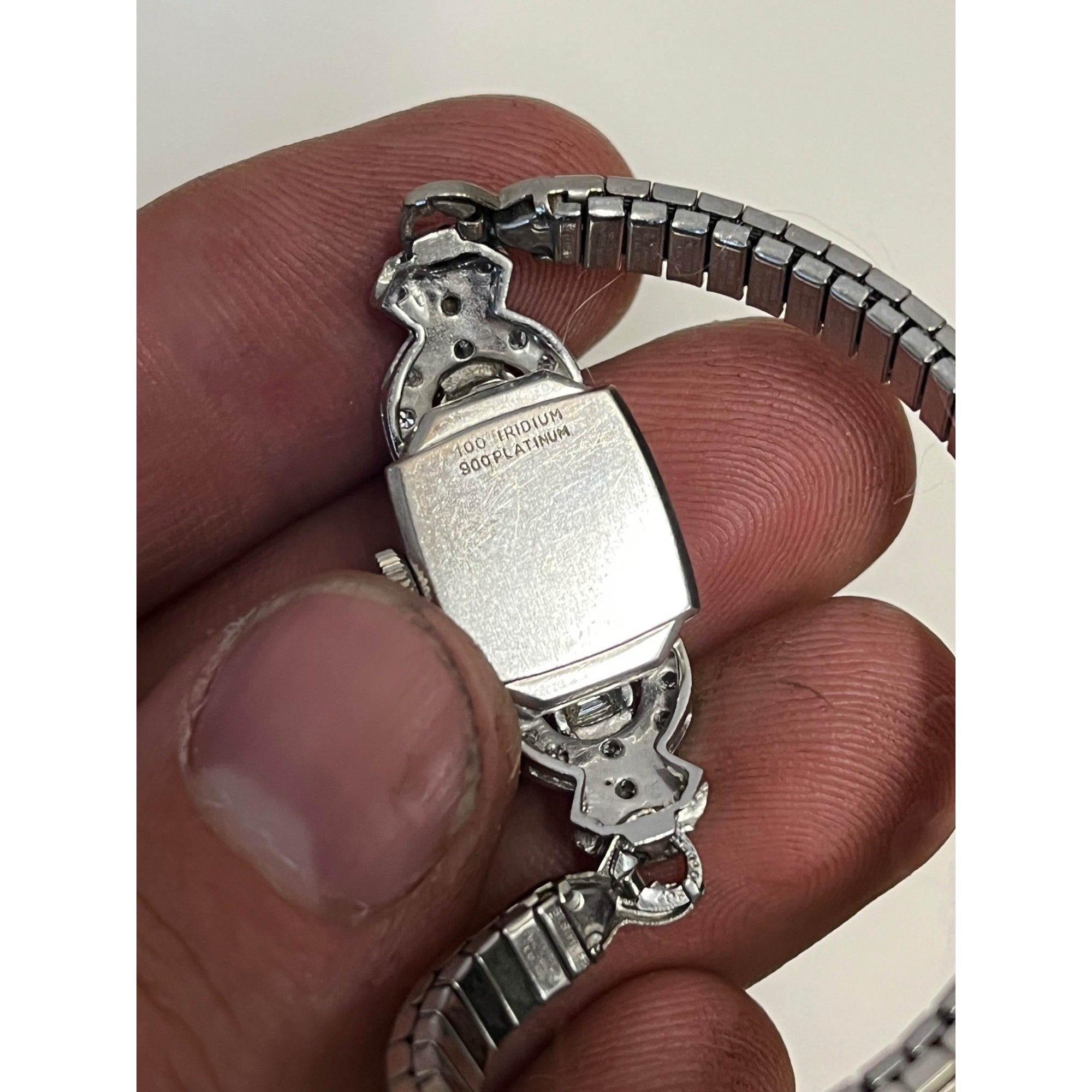 Vintage Art Deco Glycine Platinum Diamond Ladies Wristwatch 900 Platinum