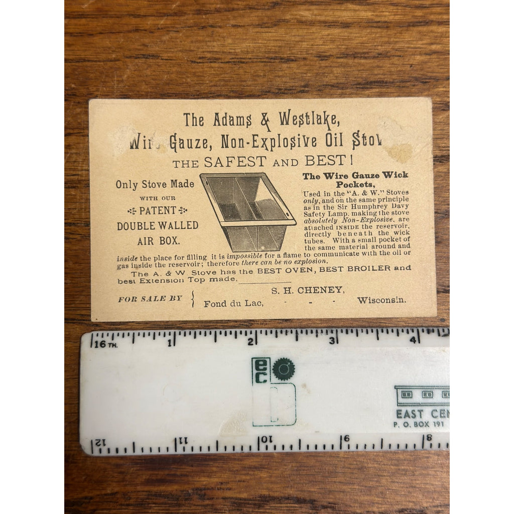 Antique 1800s Trade Card Adams & Westlake Oil Stove Anthropomorphic Advertising