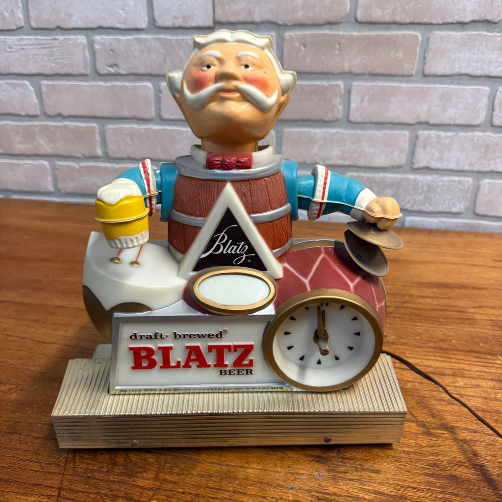 Vintage 1960s Blatz Beer Lighted Motion Clock Sign Nodder Plastic