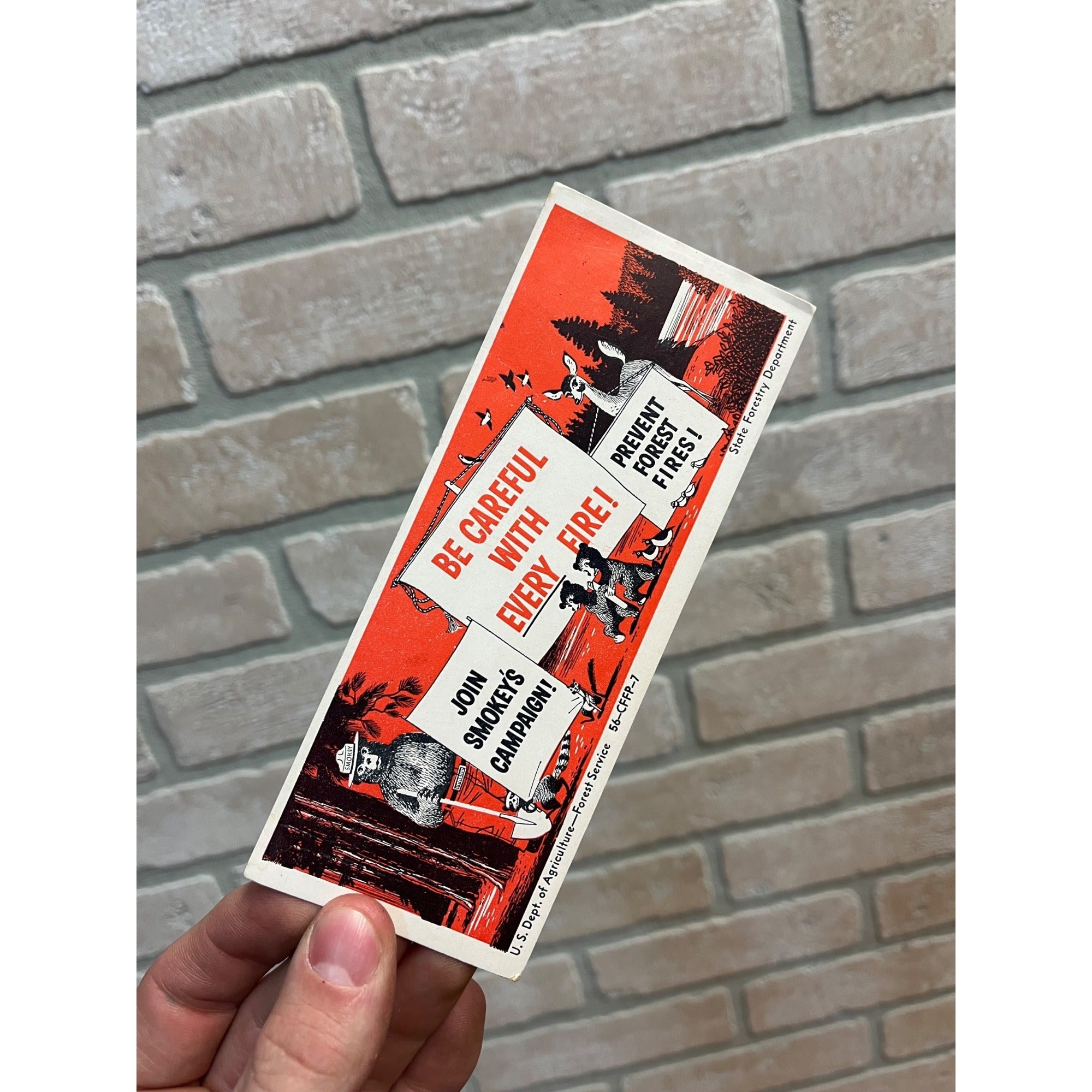 Vintage Smokey the Bear Join Smokeys Campaign Prevent Forest Fires Bookmark