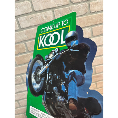 Vintage 1985 Kool Cigarette Advertising Tin Metal Sign Motorcycle